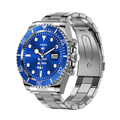 Classic Stainless Steel Smartwatch with Rotating Timer Bezel, Bluetooth Calling & Luminous Display(blue) V888-ELOSUNG35443