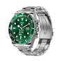 Classic Stainless Steel Smartwatch with Rotating Timer Bezel, Bluetooth Calling & Luminous Display(green) V888-ELOSUNG35445