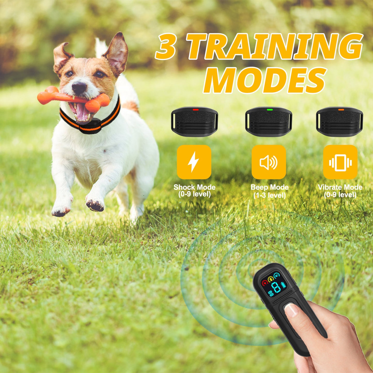 Ultra-Small & Lightweight Dog Training Collar with Remote - 3 Modes, Adjustable Levels, Fits All Sizes(black) V888-ELOSUNG35455