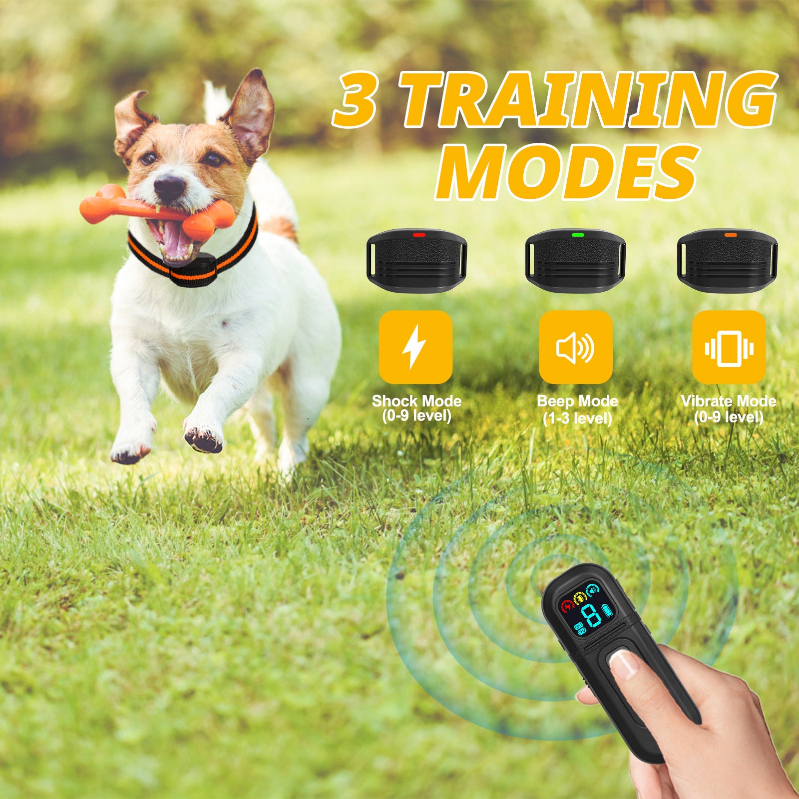 Ultra-Small & Lightweight Dog Training Collar with Remote - 3 Modes, Adjustable Levels, Fits All Sizes(black) V888-ELOSUNG35455