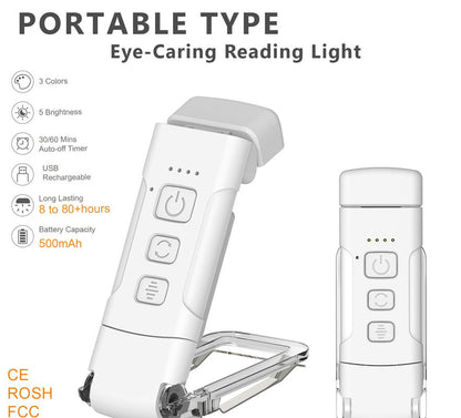 Portable Clip-On LED Reading Light - USB Rechargeable, 3 Color Modes & 5 Brightness Levels(white) V888-ELOSUNG35456