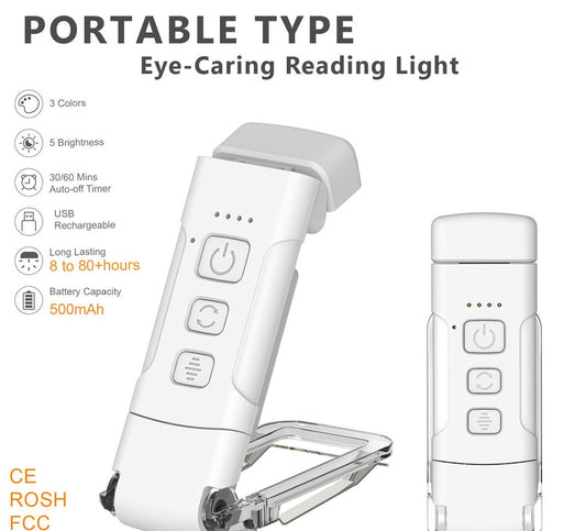 Portable Clip-On LED Reading Light - USB Rechargeable, 3 Color Modes & 5 Brightness Levels(white) V888-ELOSUNG35456