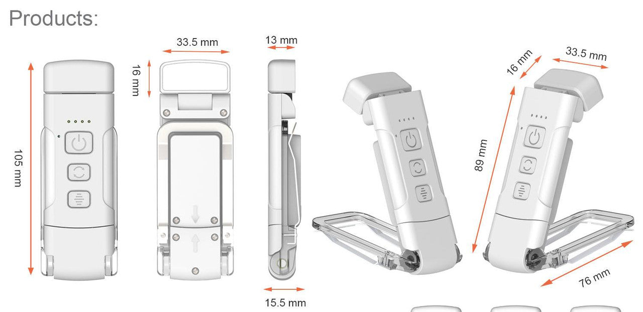Portable Clip-On LED Reading Light - USB Rechargeable, 3 Color Modes & 5 Brightness Levels(white) V888-ELOSUNG35456