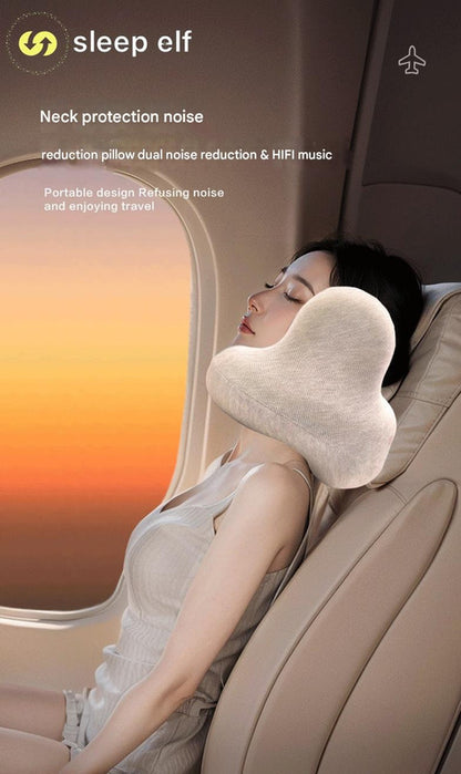 Smart Neck Pillow with Dual Noise Reduction, HIFI Bluetooth Music & Graphene Heating - Sleep Elf" Travel V888-ELOSUNG35487