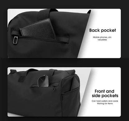Large Capacity Travel Duffel Bag with Shoe Compartment & Wet Pocket - Multi-Purpose Gym & Weekend Bag(Black) V888-ELOSUNG35498