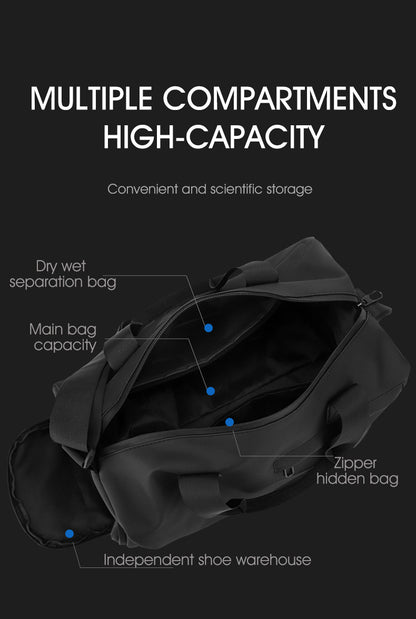 Large Capacity Travel Duffel Bag with Shoe Compartment & Wet Pocket - Multi-Purpose Gym & Weekend Bag(Khaki) V888-ELOSUNG35501