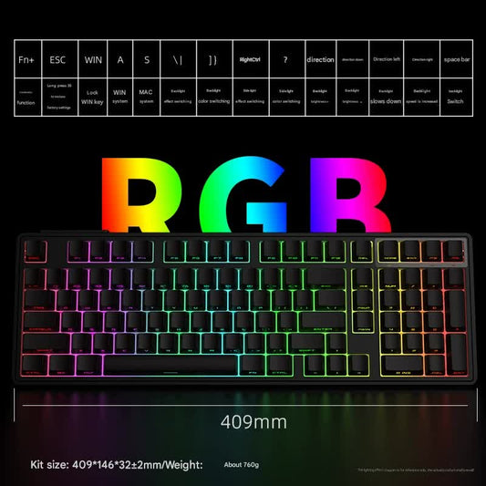 Tri-Mode RGB Mechanical Gaming Keyboard - 102-Key, Hot-Swappable, 4000mAh Battery, 5-Layer Sound V888-ELOSUNG35507
