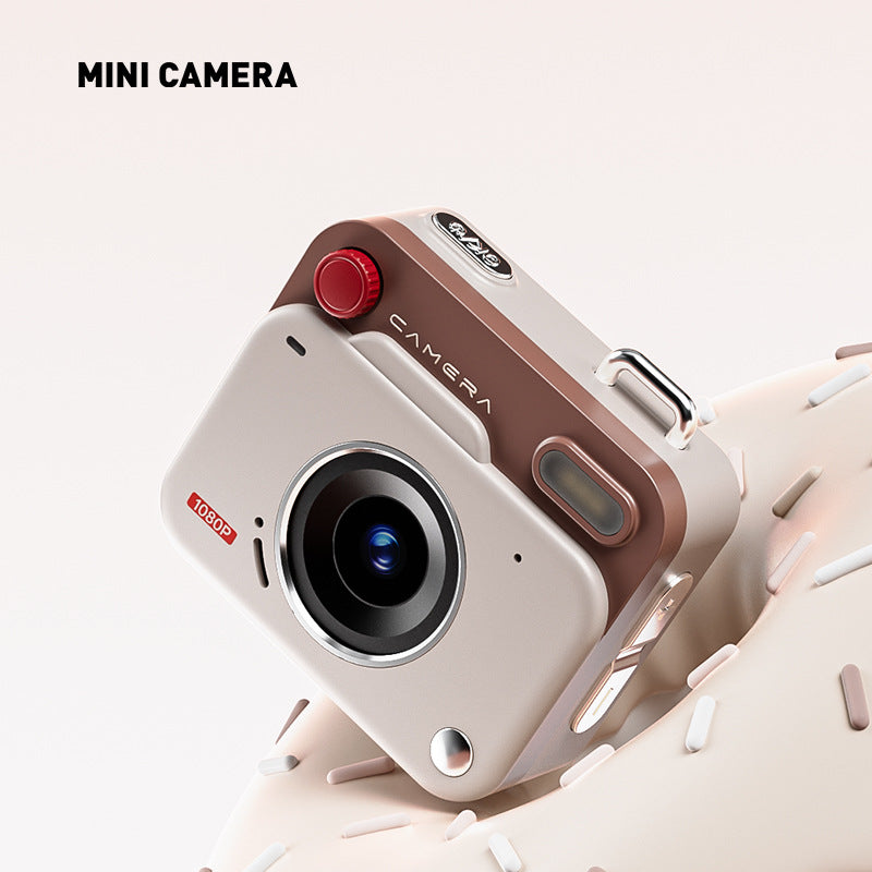 Mini Retro Keychain Camera - 48MP Photos, 1080P HD Video with Built-in Filters & Flash(Khaki Brown) V888-ELOSUNG35510