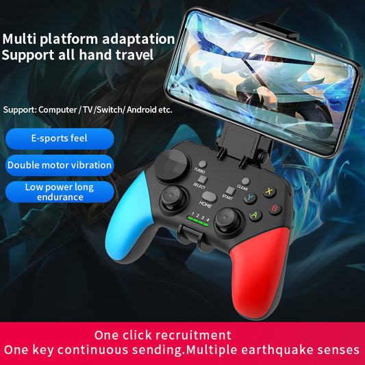 Multi-Platform Wireless Gaming Controller with Dual Motor Vibration, Turbo & Phone Holder(Black, red and blue V888-ELOSUNG35538