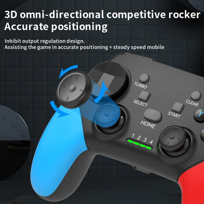Multi-Platform Wireless Gaming Controller with Dual Motor Vibration, Turbo & Phone Holder(Black, red and blue V888-ELOSUNG35538