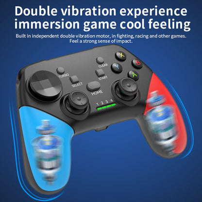 Multi-Platform Wireless Gaming Controller with Dual Motor Vibration, Turbo & Phone Holder(Black, red and blue V888-ELOSUNG35538