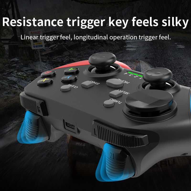 Multi-Platform Wireless Gaming Controller with Dual Motor Vibration, Turbo & Phone Holder(Black, red and blue V888-ELOSUNG35538