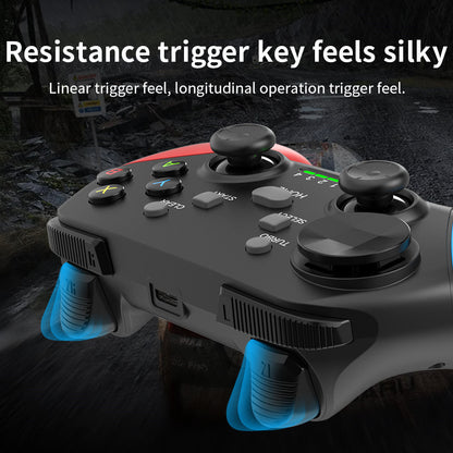 Multi-Platform Wireless Gaming Controller with Dual Motor Vibration, Turbo & Phone Holder(Black, red and blue V888-ELOSUNG35538