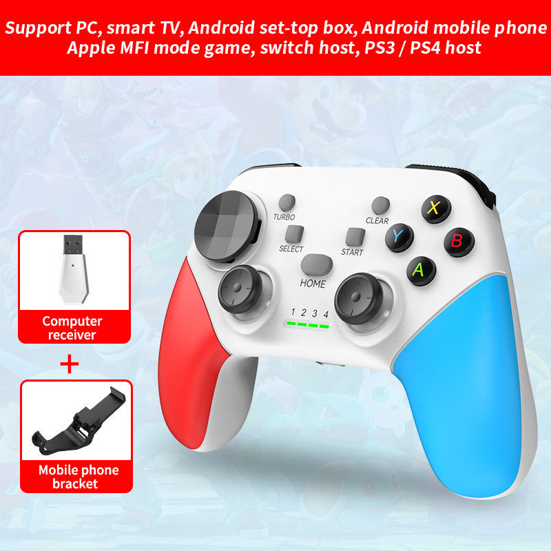 Multi-Platform Wireless Gaming Controller with Dual Motor Vibration, Turbo & Phone Holder(White, red and blue V888-ELOSUNG35539