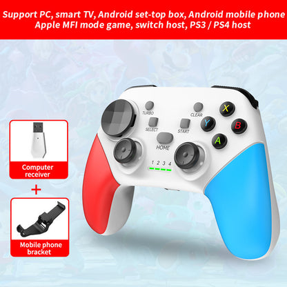 Multi-Platform Wireless Gaming Controller with Dual Motor Vibration, Turbo & Phone Holder(White, red and blue V888-ELOSUNG35539
