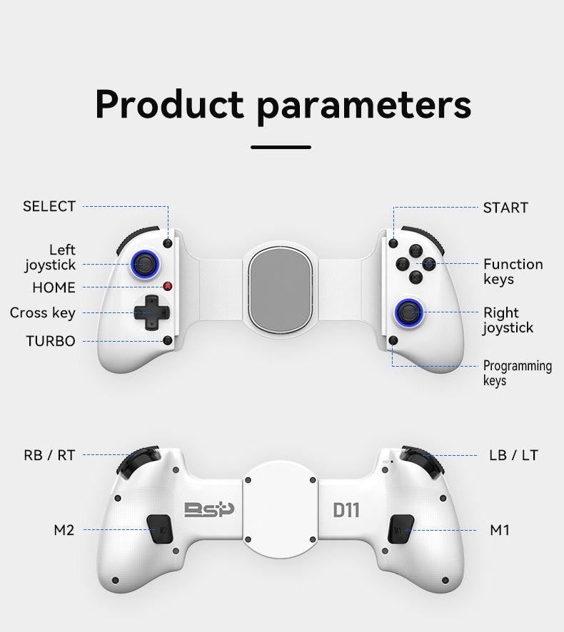 Multi-Platform Telescopic Gaming Controller - Hall Triggers, Esports 3D Joysticks & Macro Programming(White V888-ELOSUNG35542