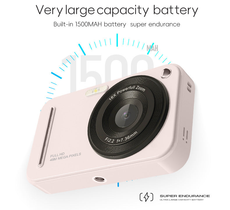 48MP Digital Camera with 16x Zoom & AF Autofocus - Full HD Vlogging Camera for Beginners & Kids(White) V888-ELOSUNG35544