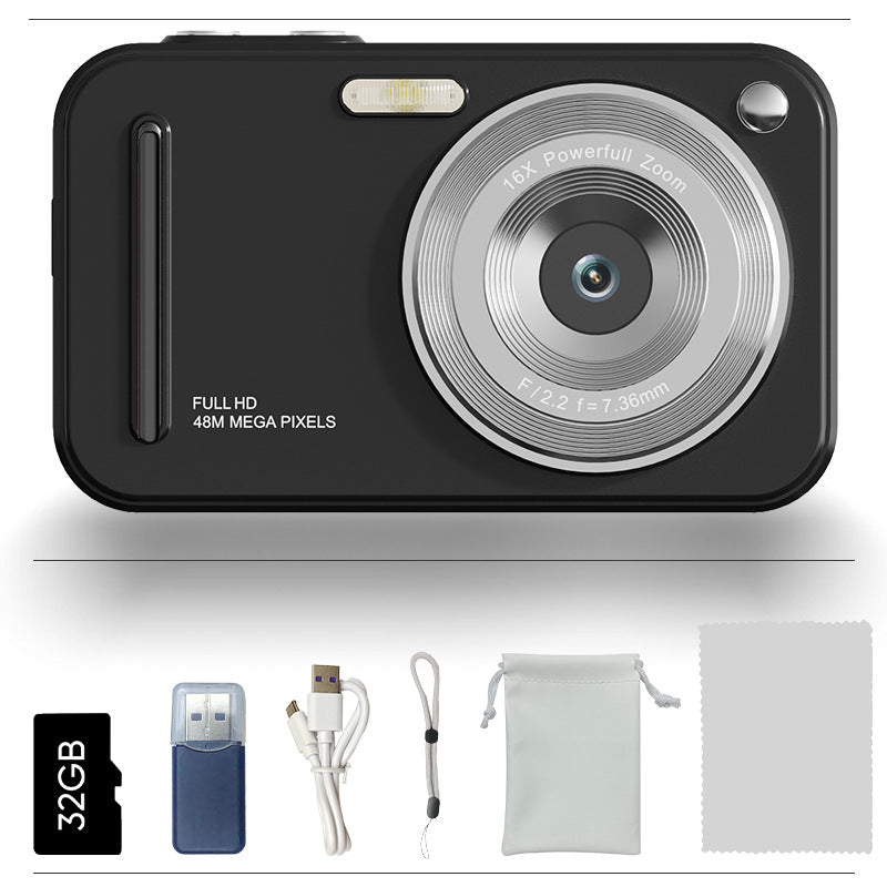 48MP Digital Camera with 16x Zoom & AF Autofocus - Full HD Vlogging Camera for Beginners & Kids(Black) V888-ELOSUNG35547