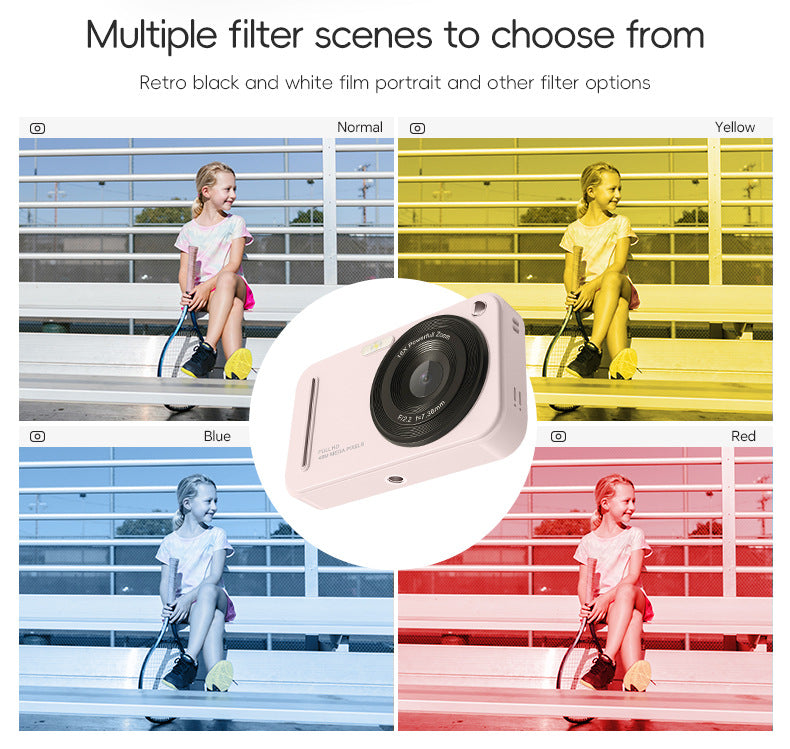 48MP Digital Camera with 16x Zoom & AF Autofocus - Full HD Vlogging Camera for Beginners & Kids(Beige) V888-ELOSUNG35548