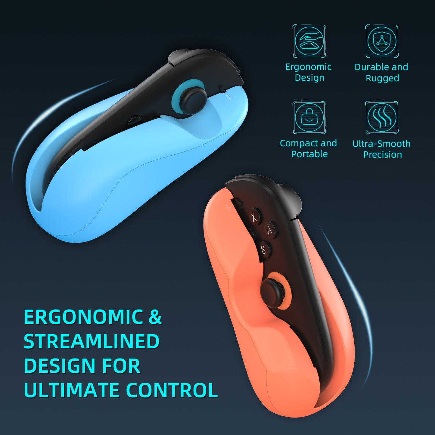 Ergonomic Mouse Grip for Nintendo Switch Joy-Con - 2-Pack Controller Holder (black) V888-ELOSUNG35549