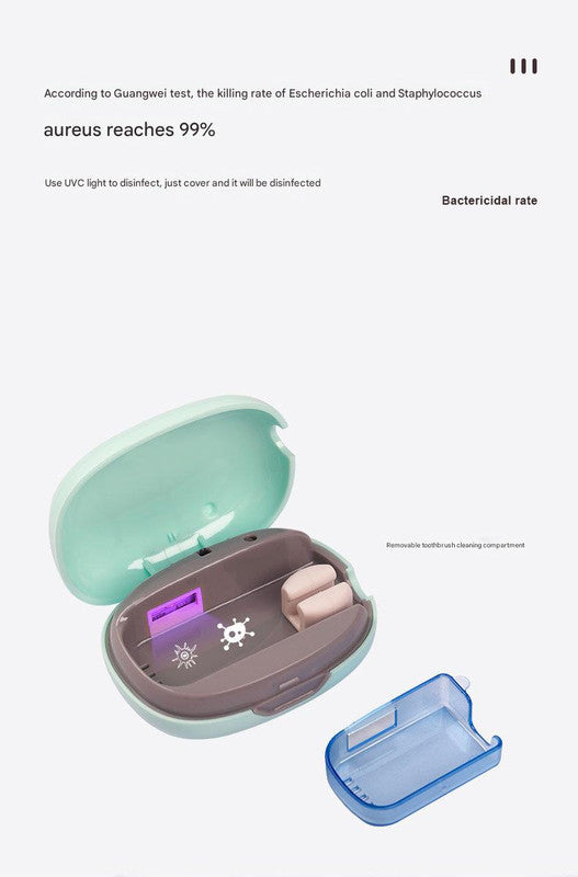 Portable UVC Toothbrush Sterilizer Case - 5-Minute Automatic Sanitizer, USB-C Rechargeable(pink) V888-ELOSUNG35565
