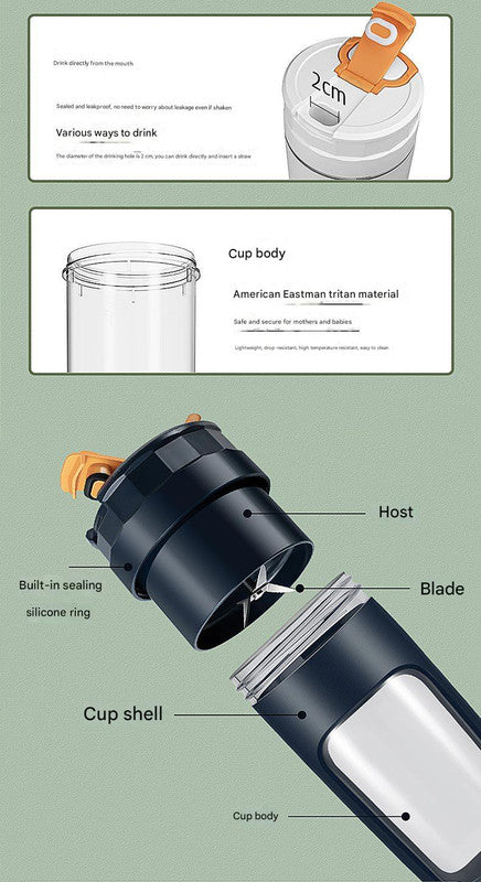 Large 600ML Portable Blender - USB-C Rechargeable Smoothie Maker with 4 Stainless Steel Blades(white) V888-ELOSUNG35569