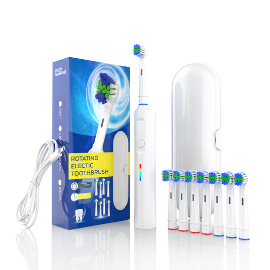 Rotating Electric Toothbrush with 3D Cleaning Action - 3 Modes, IPX7 Waterproof, with Travel Case & 6 Brush V888-ELOSUNG35583
