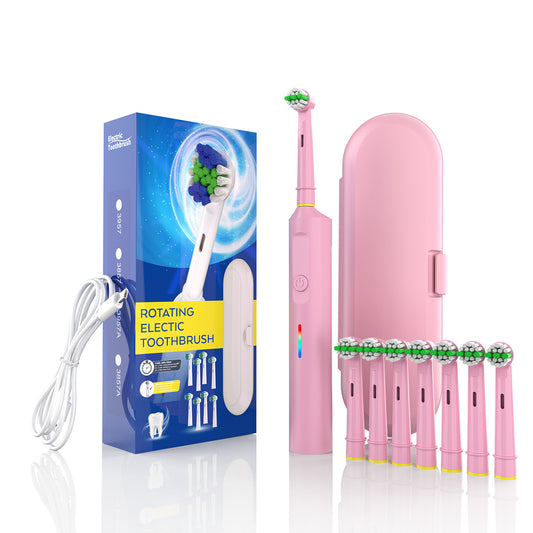 Rotating Electric Toothbrush with 3D Cleaning Action - 3 Modes, IPX7 Waterproof, with Travel Case & 6 Brush V888-ELOSUNG35586