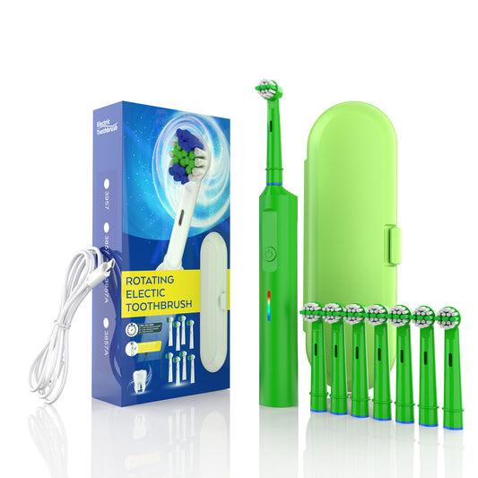 Rotating Electric Toothbrush with 3D Cleaning Action - 3 Modes, IPX7 Waterproof, with Travel Case & 6 Brush V888-ELOSUNG35587