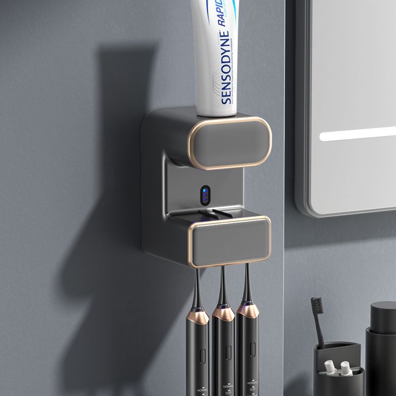 Automatic Toothpaste Dispenser with UVC Toothbrush Sterilizer & Holder - Wall Mounted, Rechargeable(Grey) V888-ELOSUNG35588