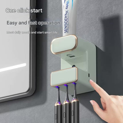 Automatic Toothpaste Dispenser with UVC Toothbrush Sterilizer & Holder - Wall Mounted, Rechargeable(Grey) V888-ELOSUNG35588