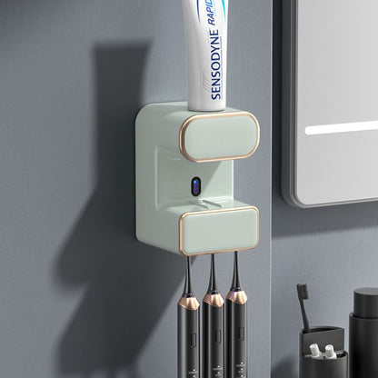 Automatic Toothpaste Dispenser with UVC Toothbrush Sterilizer & Holder - Wall Mounted, Rechargeable(green) V888-ELOSUNG35589