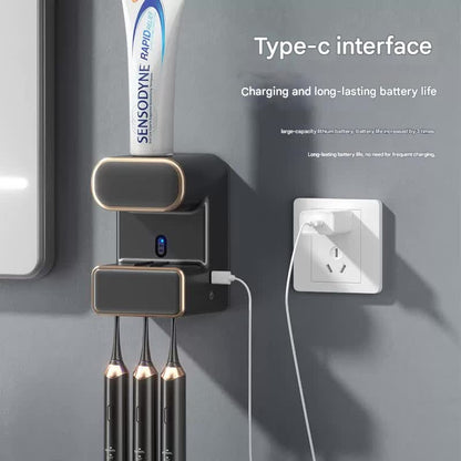 Automatic Toothpaste Dispenser with UVC Toothbrush Sterilizer & Holder - Wall Mounted, Rechargeable(green) V888-ELOSUNG35589