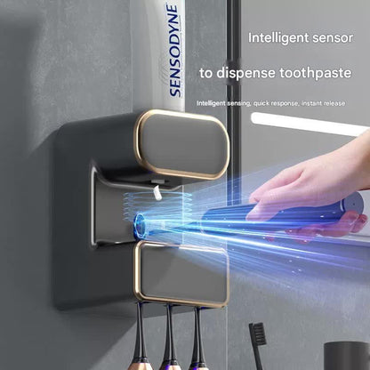 Automatic Toothpaste Dispenser with UVC Toothbrush Sterilizer & Holder - Wall Mounted, Rechargeable(Beige) V888-ELOSUNG35590