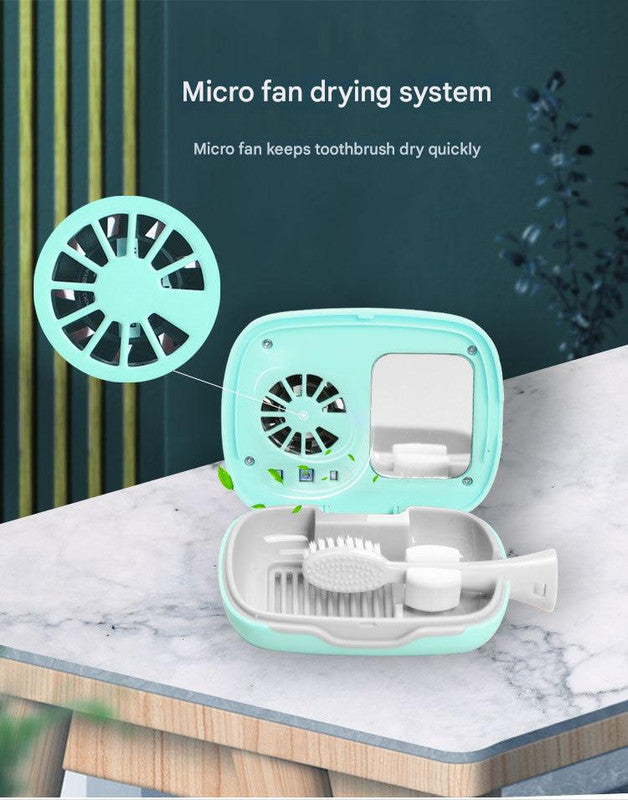 Portable UVC Toothbrush Sterilizer Case with Drying Fan - USB-C Rechargeable, 5-Minute Fast V888-ELOSUNG35594