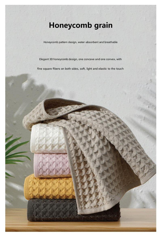 Luxurious 100% Cotton Waffle Weave Towel Set - 3-Piece Absorbent, Quick-Drying & Soft(Dark Brown) V888-ELOSUNG35605