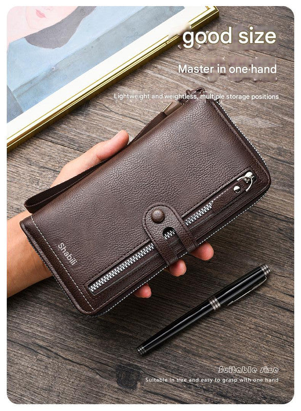 Two pieces High-Capacity PU Leather Clutch Wallet - Unisex Design with Wrist Strap, Zipper & Multiple Card V888-ELOSUNG35606