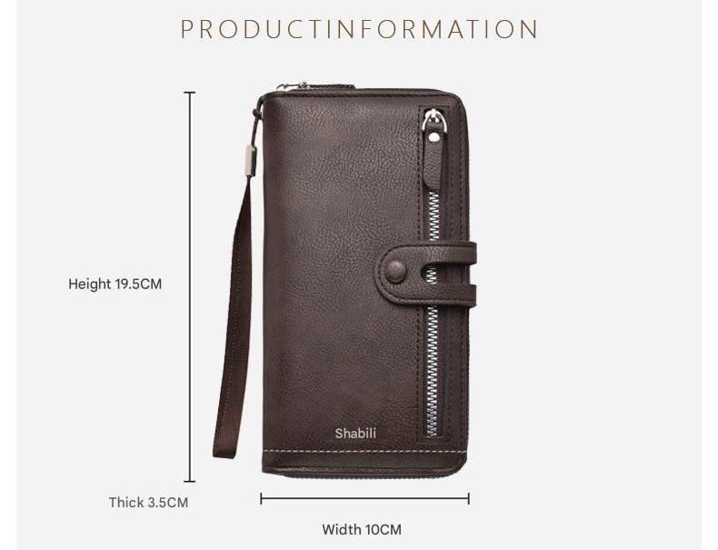 Two pieces High-Capacity PU Leather Clutch Wallet - Unisex Design with Wrist Strap, Zipper & Multiple Card V888-ELOSUNG35606