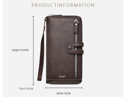 Two pieces High-Capacity PU Leather Clutch Wallet - Unisex Design with Wrist Strap, Zipper & Multiple Card V888-ELOSUNG35606