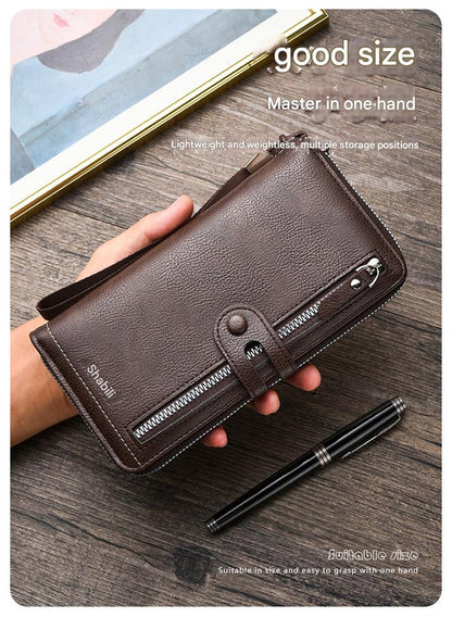 Two pieces High-Capacity PU Leather Clutch Wallet - Unisex Design with Wrist Strap, Zipper & Multiple Card V888-ELOSUNG35607