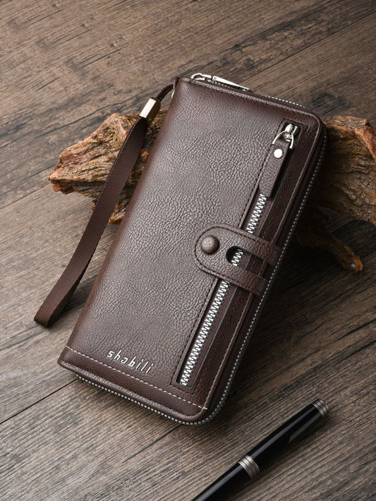 Two pieces High-Capacity PU Leather Clutch Wallet - Unisex Design with Wrist Strap, Zipper & Multiple Card V888-ELOSUNG35608