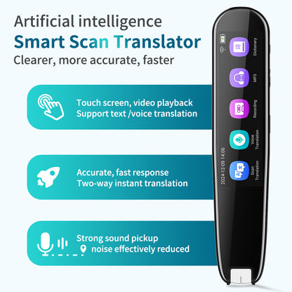 Smart AI Scan & Voice Translator Pen - 112+ Languages, Offline Mode, HD Touchscreen & Dictionary(black) V888-ELOSUNG35609