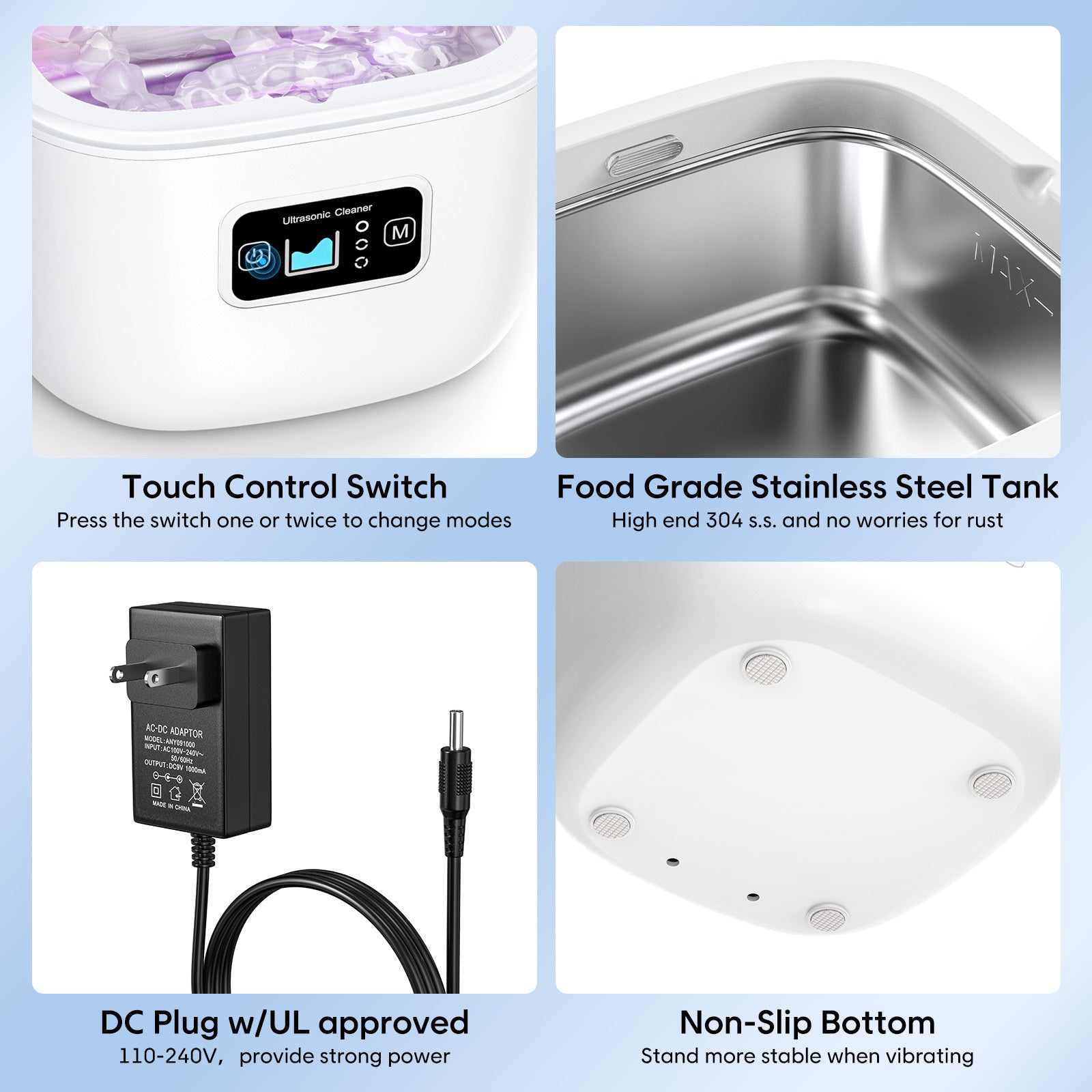 Professional Ultrasonic Cleaner with UV Light - 45000Hz for Dentures, Retainers, Jewelry & More(black) V888-ELOSUNG35621