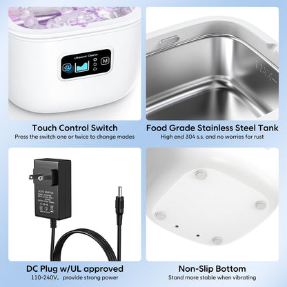 Professional Ultrasonic Cleaner with UV Light - 45000Hz for Dentures, Retainers, Jewelry & More(white) V888-ELOSUNG35622