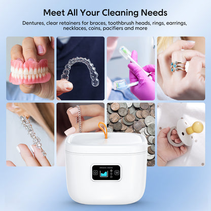 Professional Ultrasonic Cleaner with UV Light - 45000Hz for Dentures, Retainers, Jewelry & More(white) V888-ELOSUNG35622