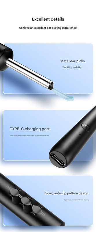 Smart Visual Ear Cleaner with HD WiFi Camera - Gentle Silicone Tips, USB-C Rechargeable Otoscope for Safe Ear V888-ELOSUNG35635