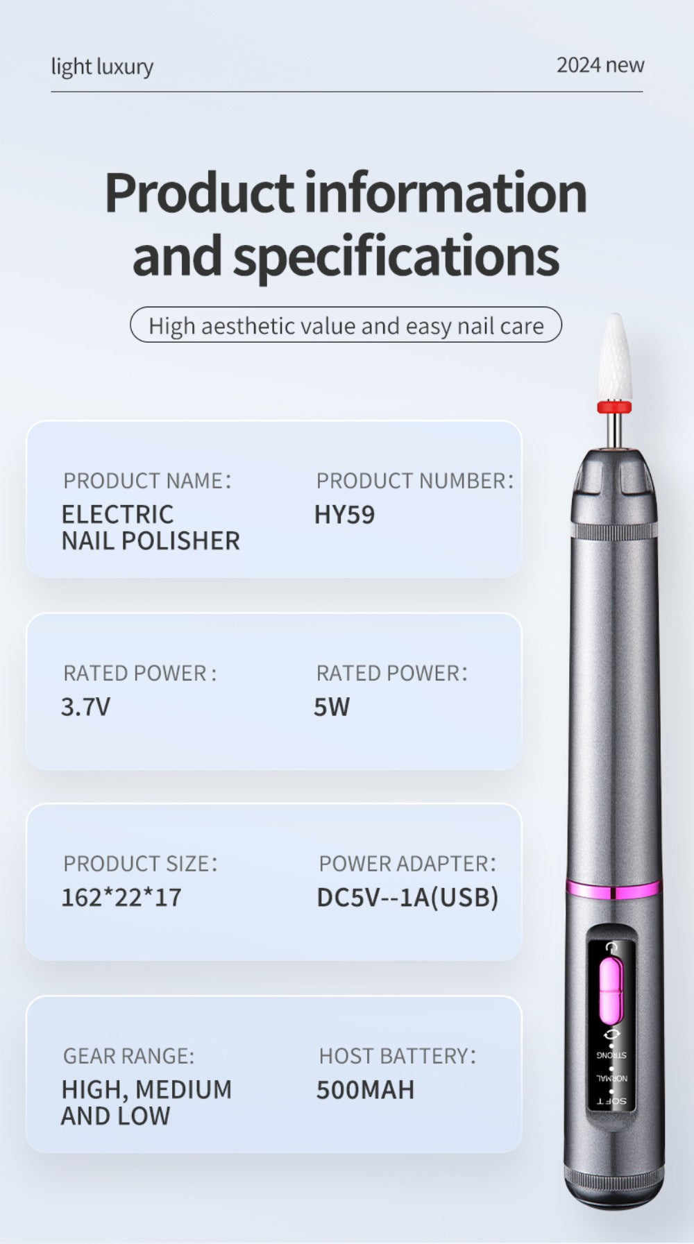 Professional Electric Nail Drill Pen Kit - 3-Speed, Bidirectional, Rechargeable Manicure & Pedicure V888-ELOSUNG35638