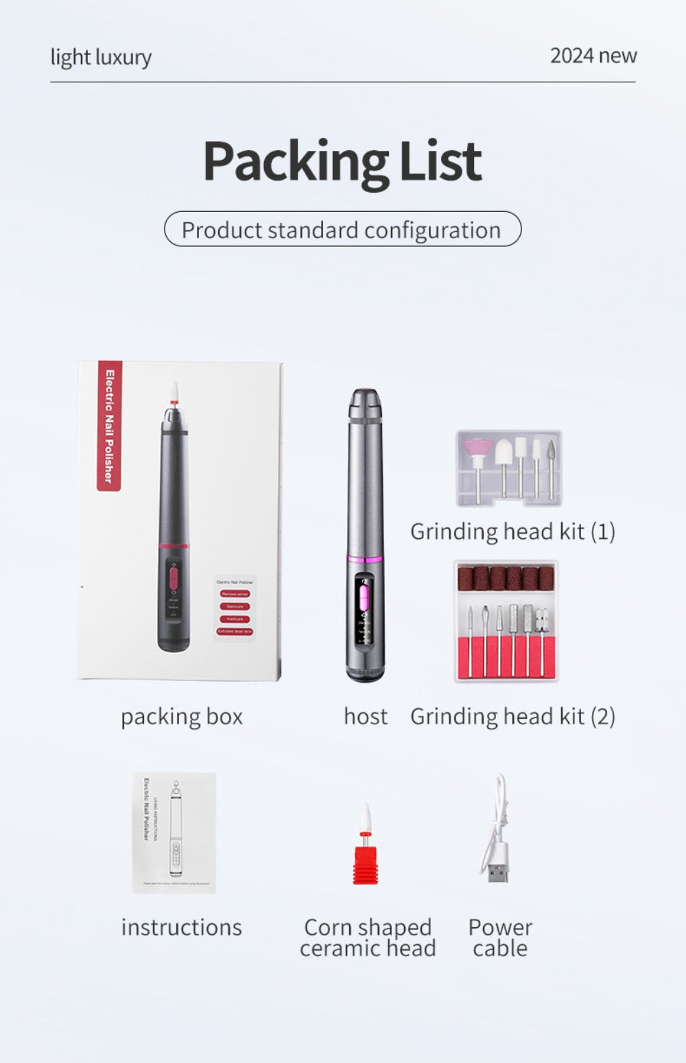 Professional Electric Nail Drill Pen Kit - 3-Speed, Bidirectional, Rechargeable Manicure & Pedicure V888-ELOSUNG35638
