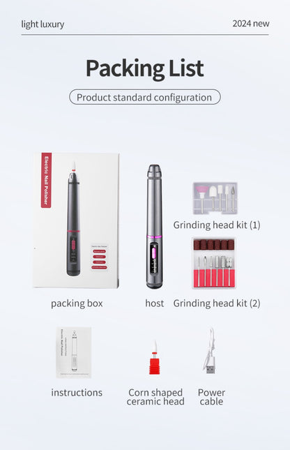 Professional Electric Nail Drill Pen Kit - 3-Speed, Bidirectional, Rechargeable Manicure & Pedicure V888-ELOSUNG35638