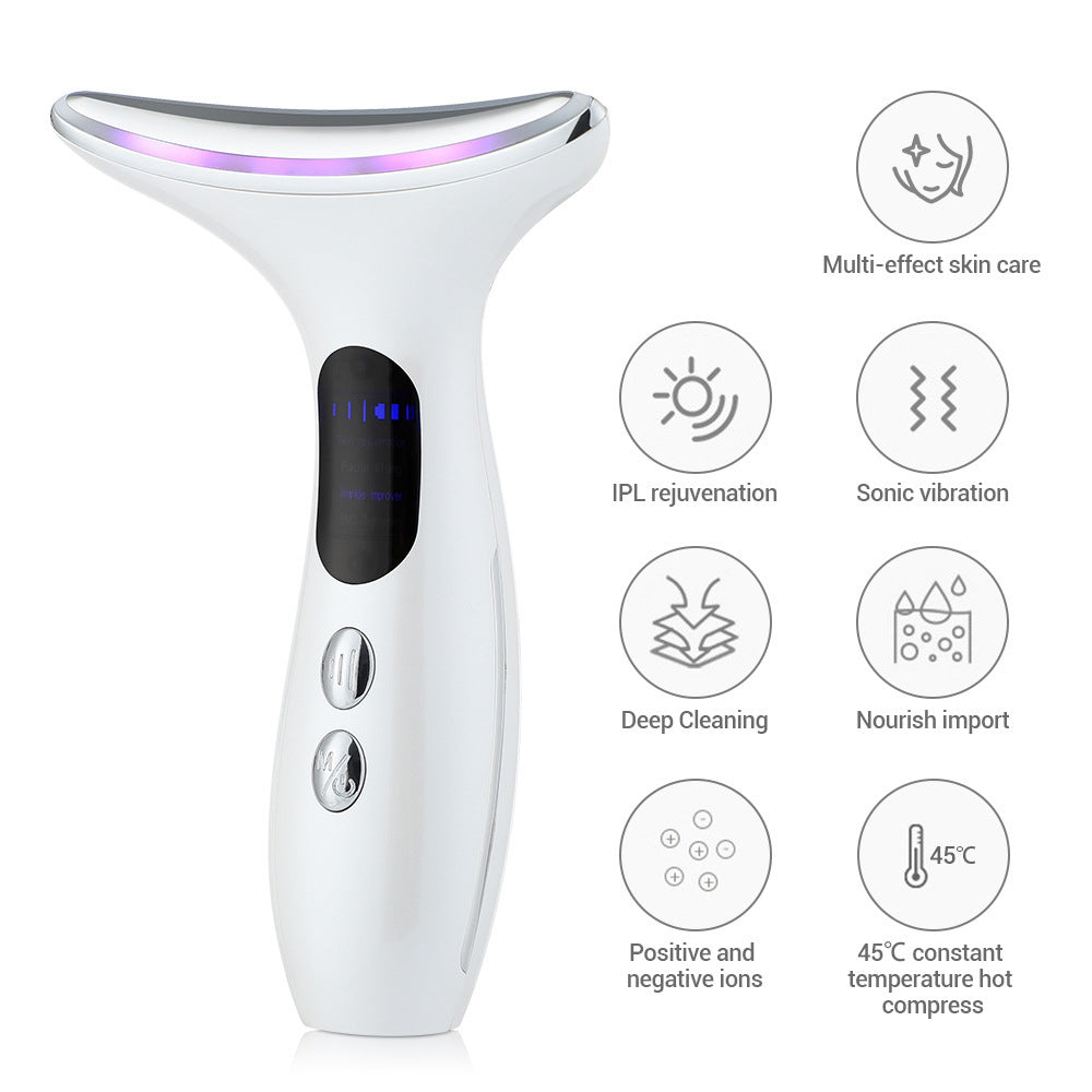 Multi-Function Neck & Face Beauty Device - 4-in-1 LED Light Therapy, EMS Lifting & Anti-Wrinkle V888-ELOSUNG35641